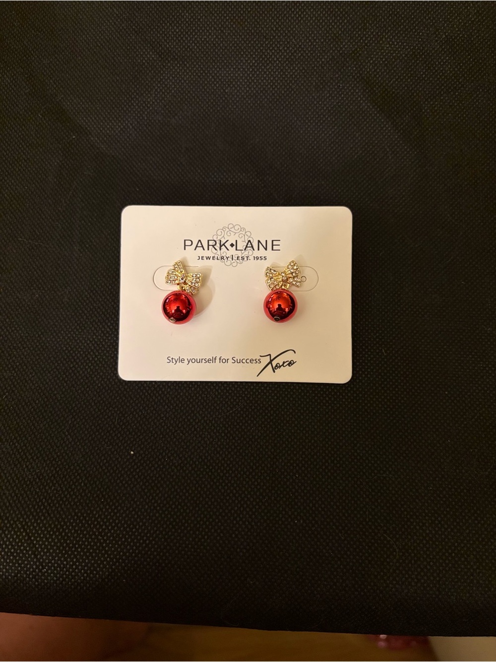 Park Lane Dazzle Drop Red Bow Stud Earrings